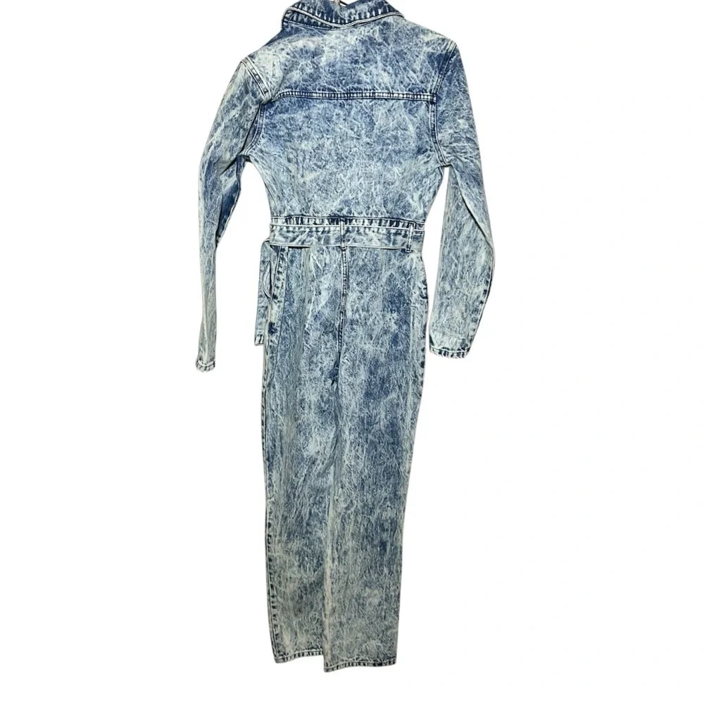 Nasty Gal Acid Wash Long Sleeve Denim Boilersuit Size 4 - Picture 6 of 9